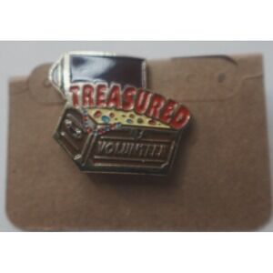 Treasured‎ Volunteer Chest Lapel Pin Hat Jacket Vest  Tack Enamel Treasure Chest